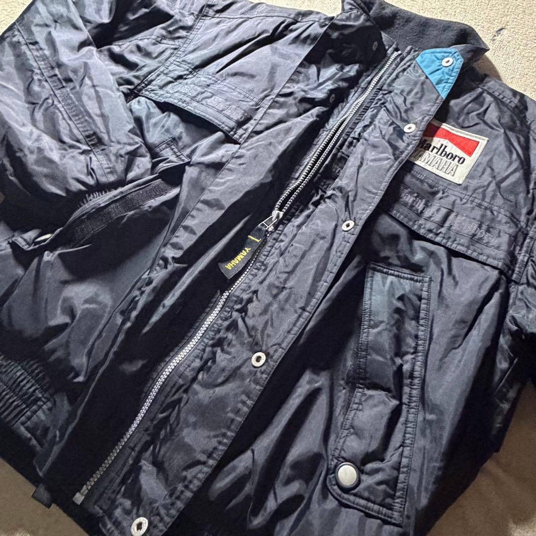 80s 90s マルボロ ヤマハ レーシングジャケット ブルゾン 中綿 黒