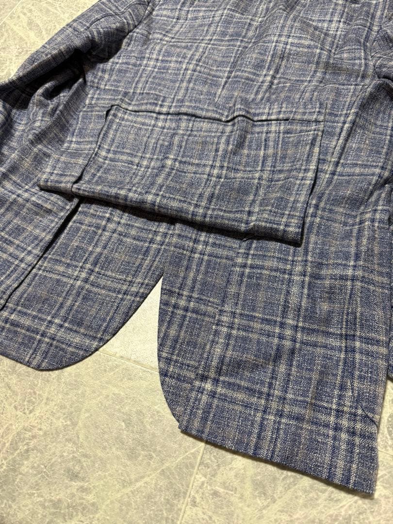 KITON キートン カシミヤ シルク リネン チェック柄 テーラードジャケット