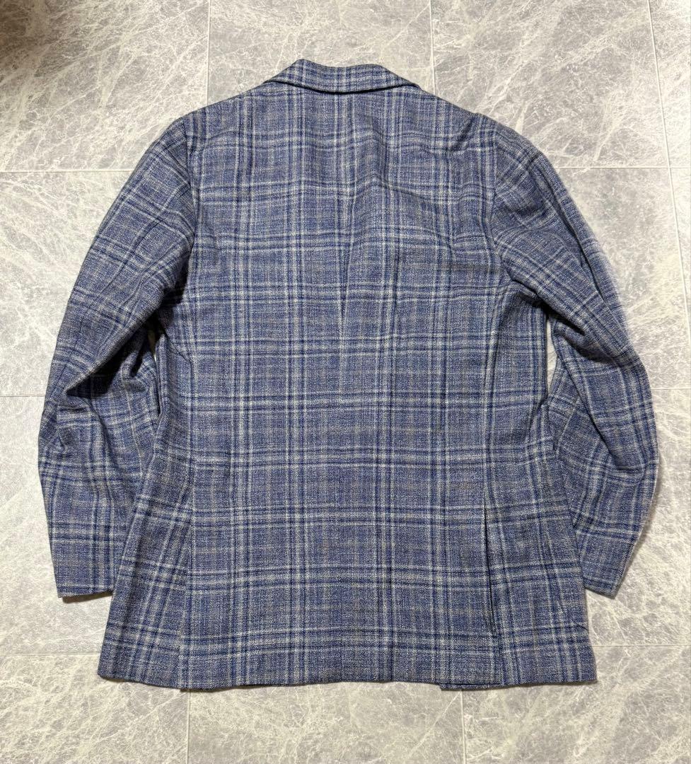 KITON キートン カシミヤ シルク リネン チェック柄 テーラードジャケット