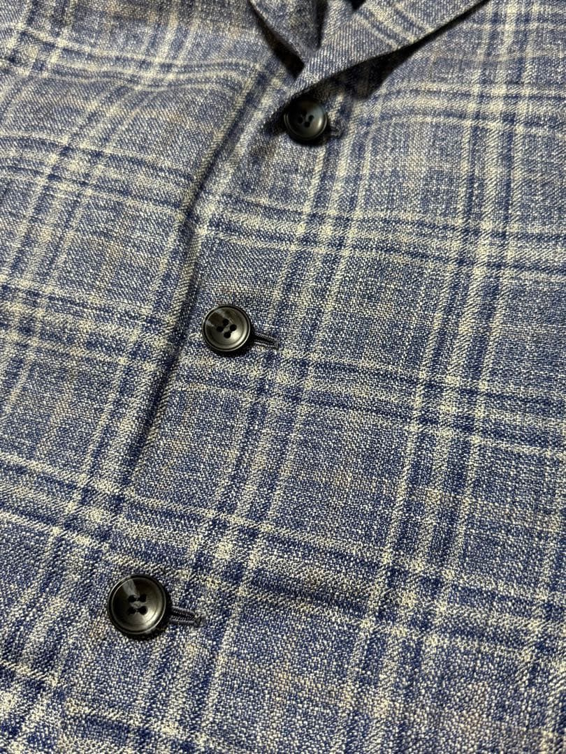 KITON キートン カシミヤ シルク リネン チェック柄 テーラードジャケット