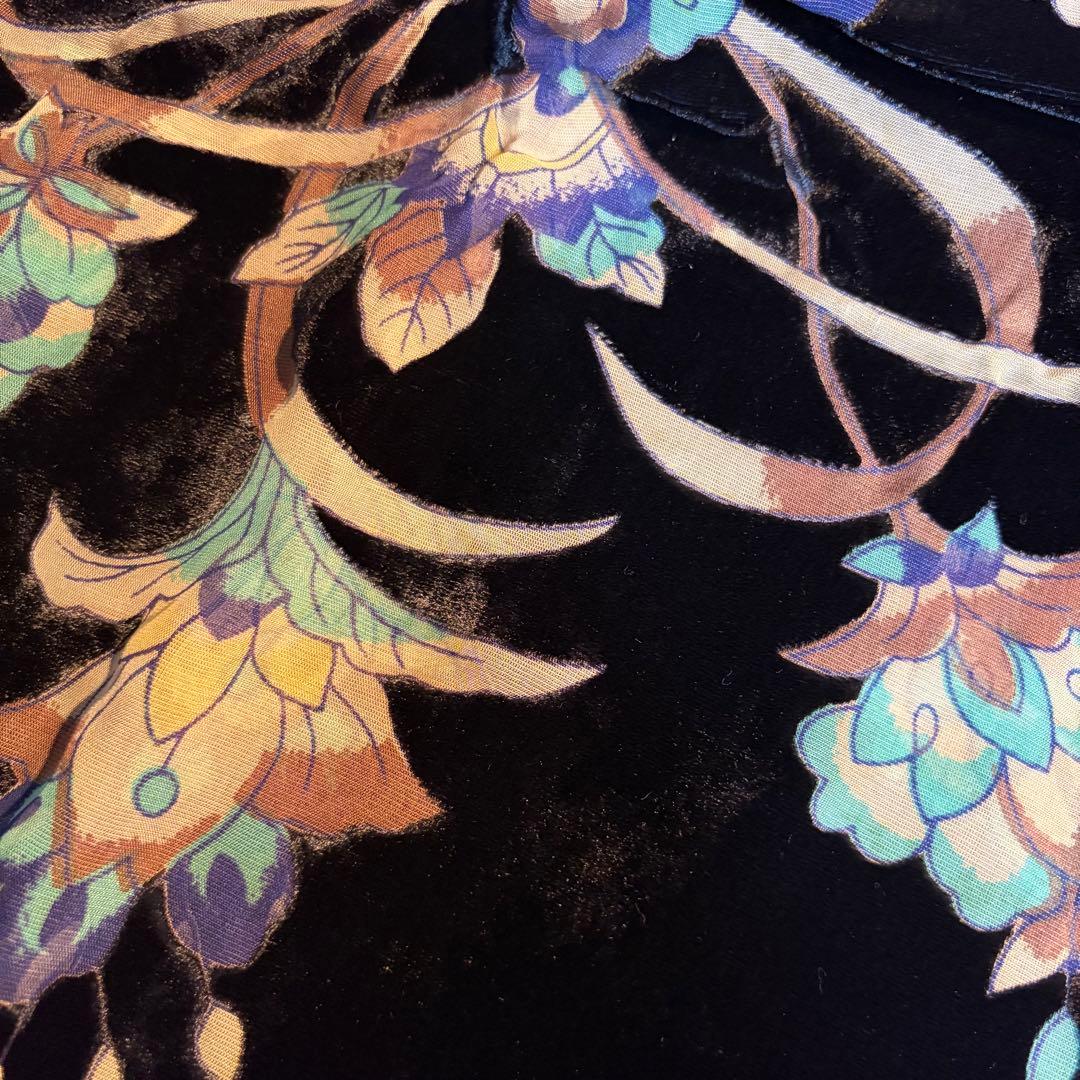 岡重 OKAJIMA 象エレファント花柄刺繍　シルクストール　新品未使用 箱付き