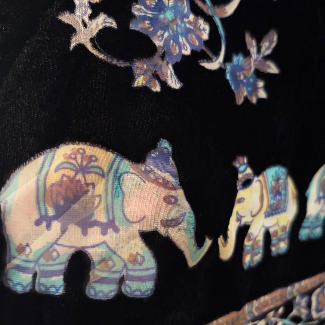 岡重 OKAJIMA 象エレファント花柄刺繍　シルクストール　新品未使用 箱付き