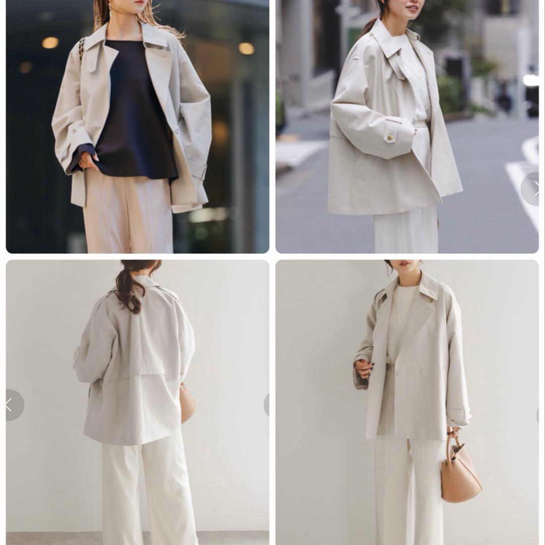 美品　ノーブル　25SS コットンダブルクロスハーフコート　ナチュラル