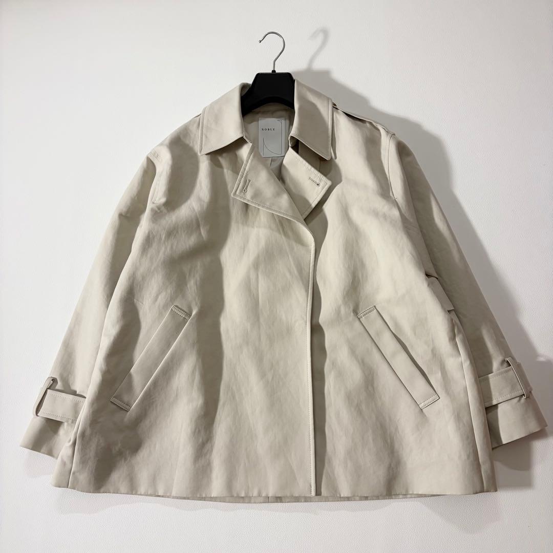 美品　ノーブル　25SS コットンダブルクロスハーフコート　ナチュラル