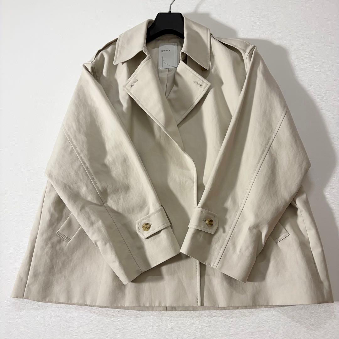 美品　ノーブル　25SS コットンダブルクロスハーフコート　ナチュラル