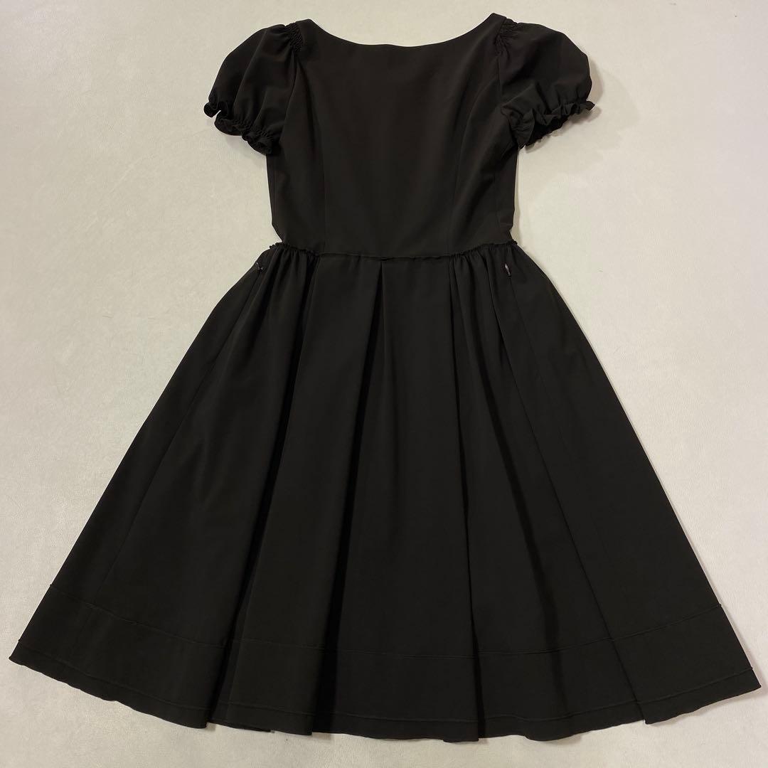 美品 FOXEY NEW YORK ストレッチ　パフスリーブフレアワンピース