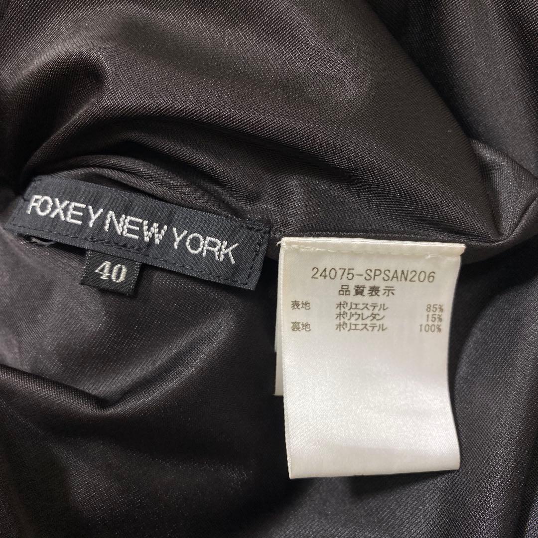 美品 FOXEY NEW YORK ストレッチ　パフスリーブフレアワンピース