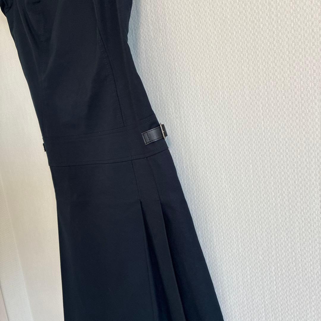 courrèges ネイビー ひざ丈　ワンピース 半袖 クレージュ　プリーツ
