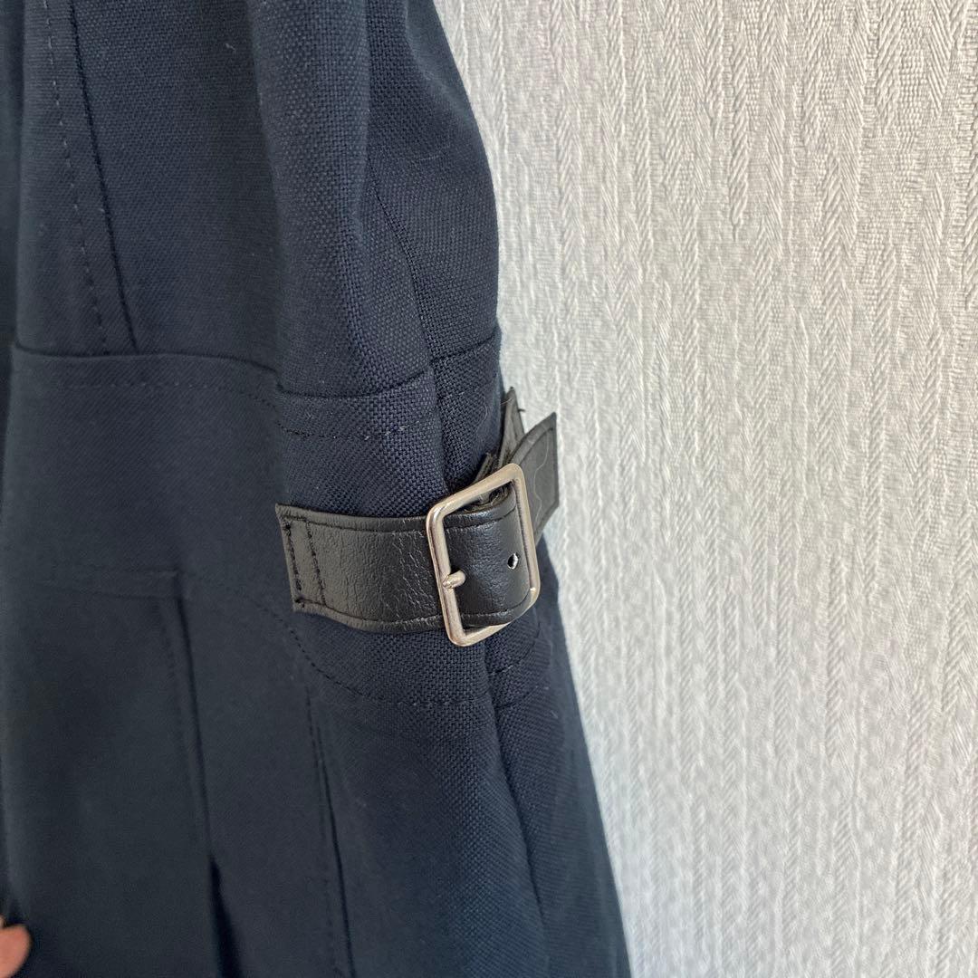 courrèges ネイビー ひざ丈　ワンピース 半袖 クレージュ　プリーツ