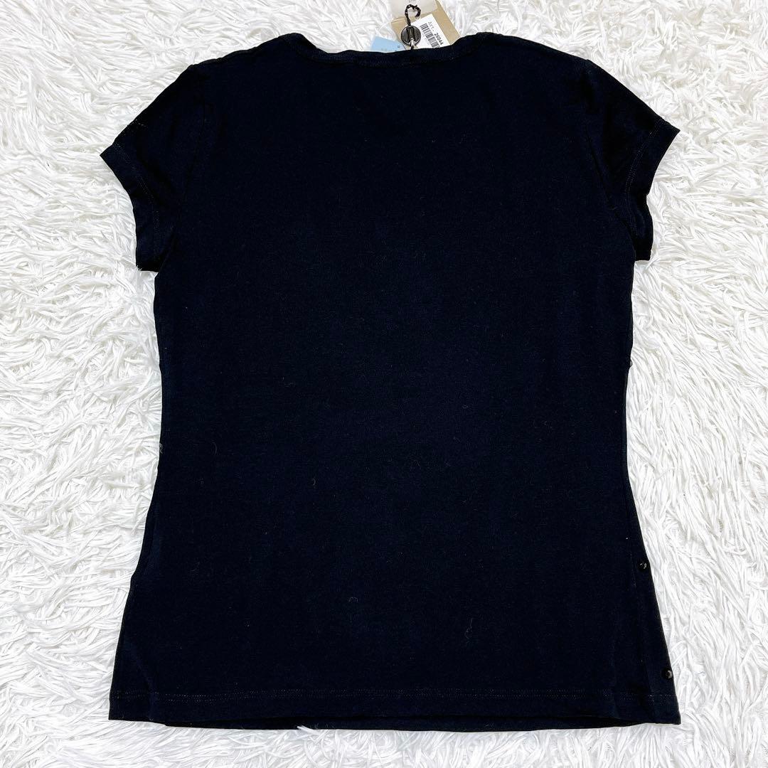 ブルマリン Tシャツ ストレッチ ブラック パール ストーン フレンチスリーブ