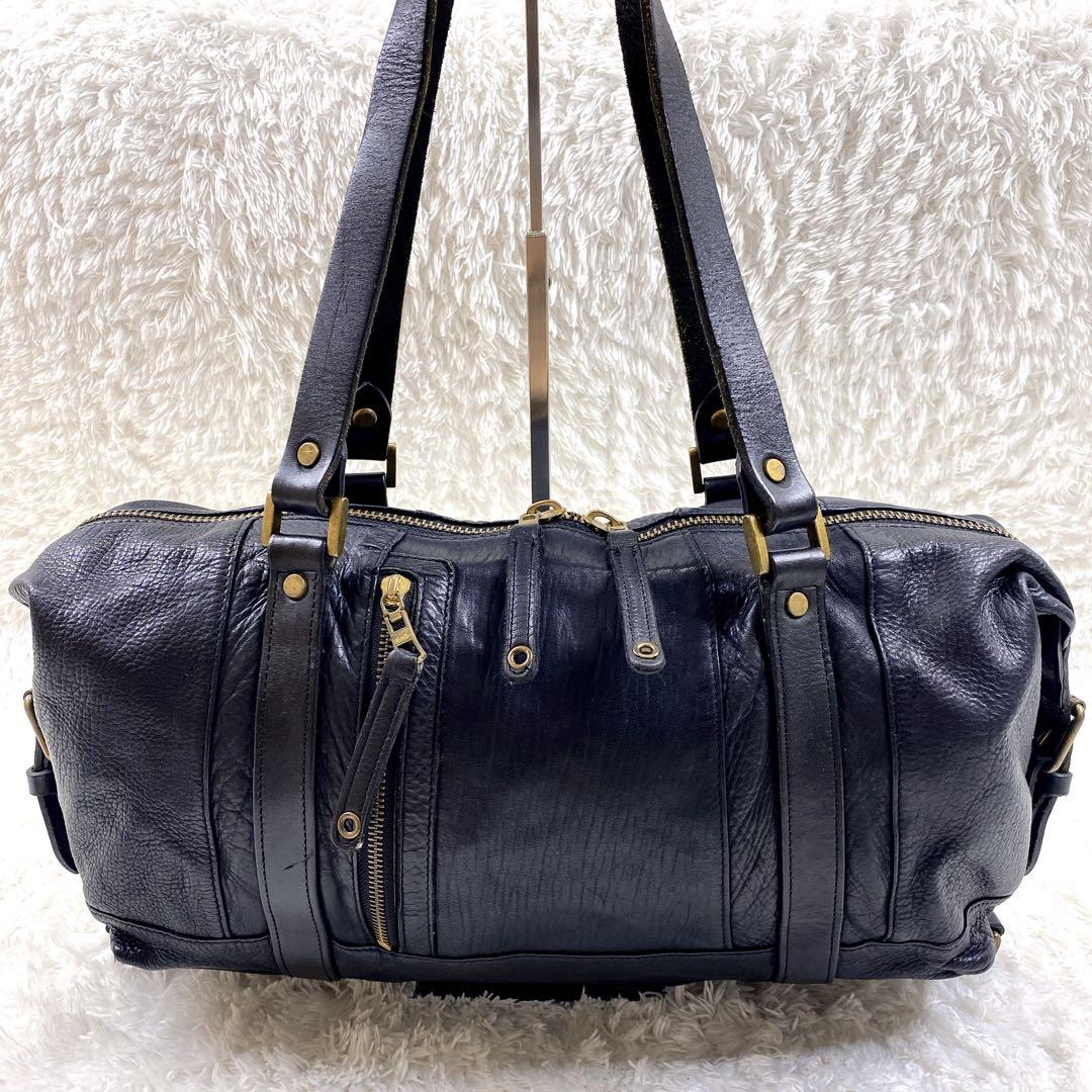 美品 マスターピース オールレザー 2way ボストンバッグ シボ革 肩掛け 黒