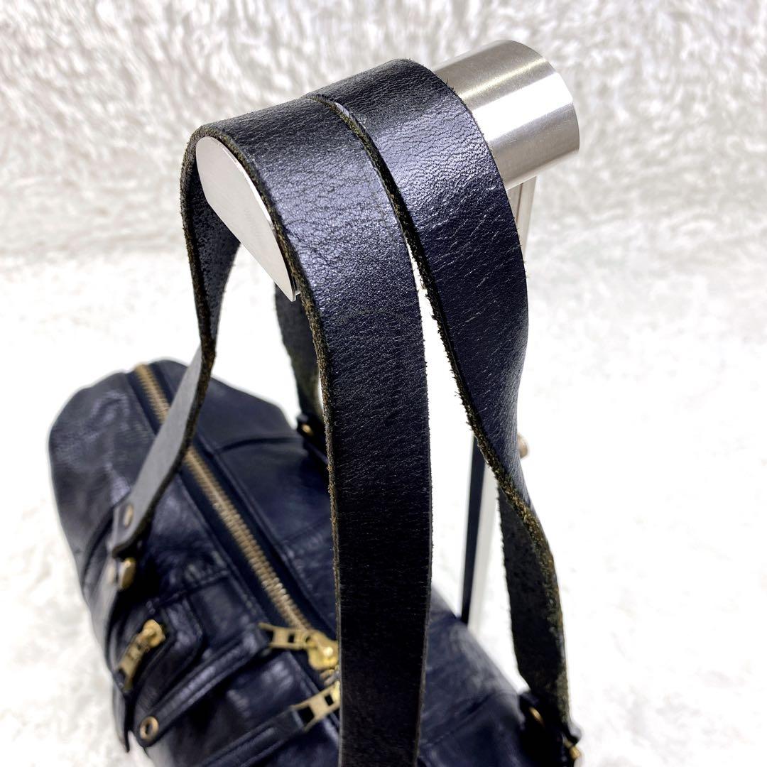 美品 マスターピース オールレザー 2way ボストンバッグ シボ革 肩掛け 黒