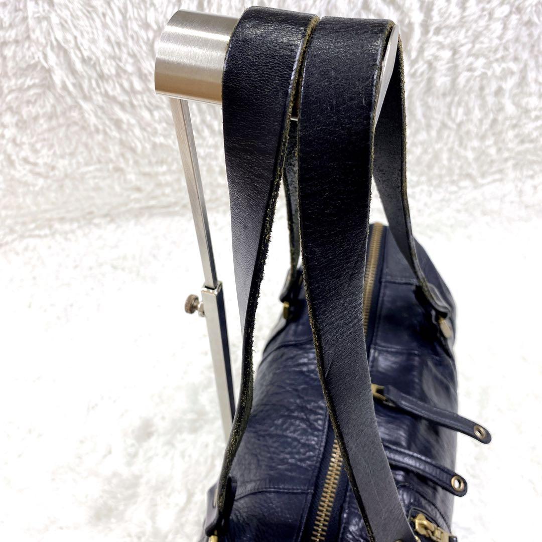 美品 マスターピース オールレザー 2way ボストンバッグ シボ革 肩掛け 黒