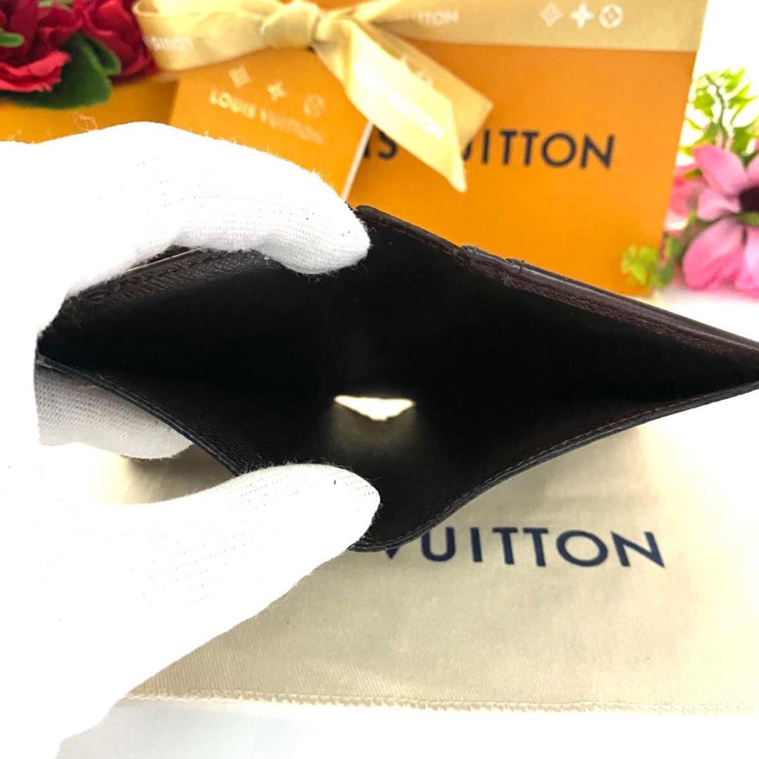 ルイ ヴィトン◎ヴィエノワ ダミエ エベヌ 二つ折り財布 がま口 ブラウン 茶色