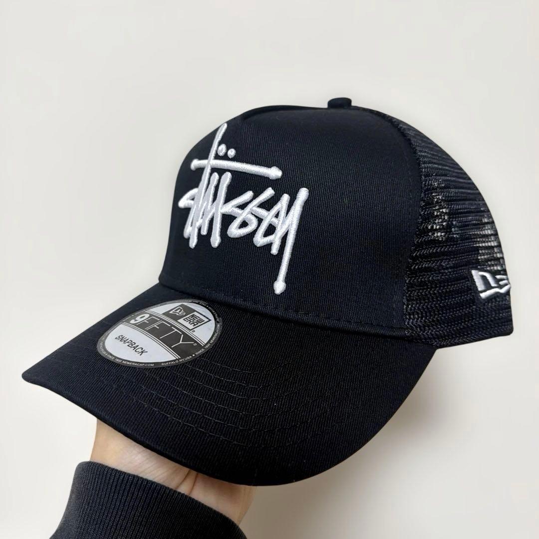 STUSSY ステューシー 黒 刺繍メッシュキャップ