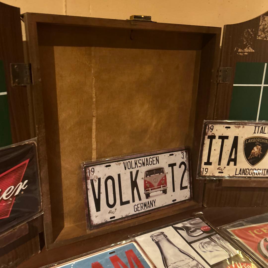 ブリキ看板　アンティーク　インテリア　ダーツ　コカコーラ　ガレージ　ハーレー