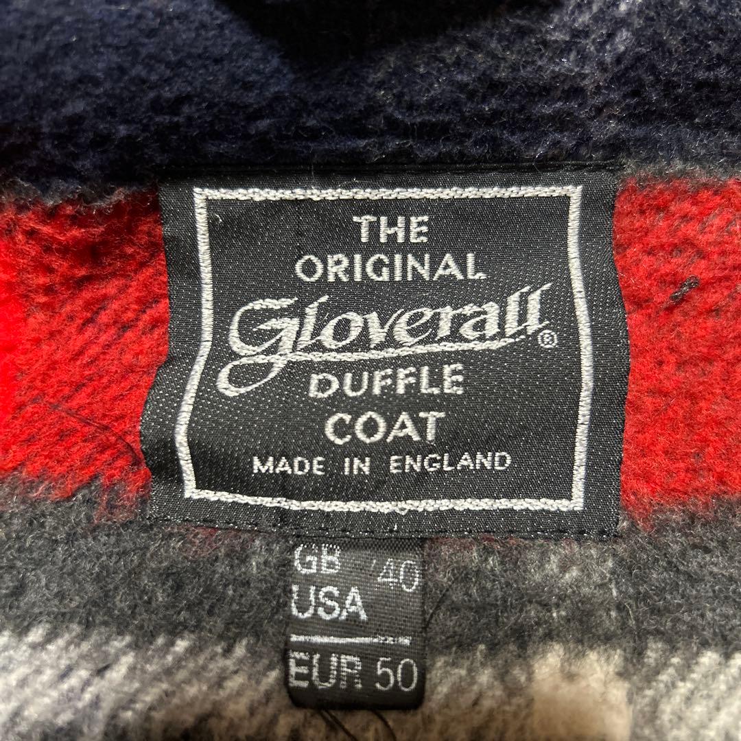 美品 英国製gloverall グローバーオール ダッフルコート チェック柄 L