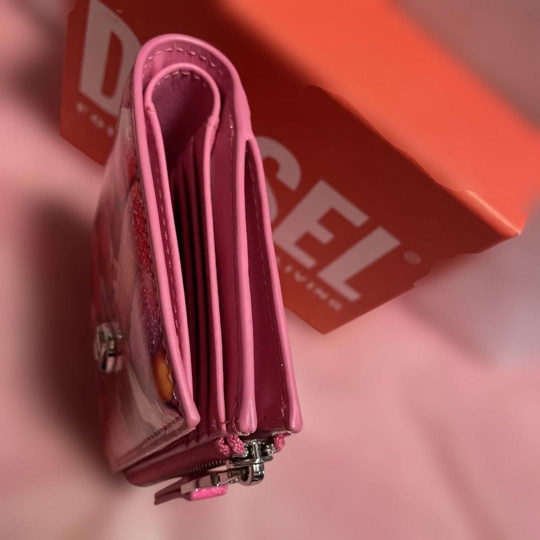 新品未使用　DIESEL ディーゼル 折り財布 限定品 ピンク Dメタル