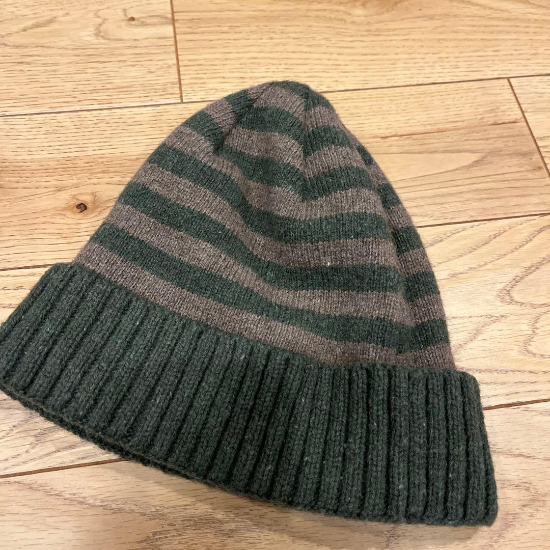 廃番　10s patagonia fa17 ニットキャップ　カーキ　ボーダー