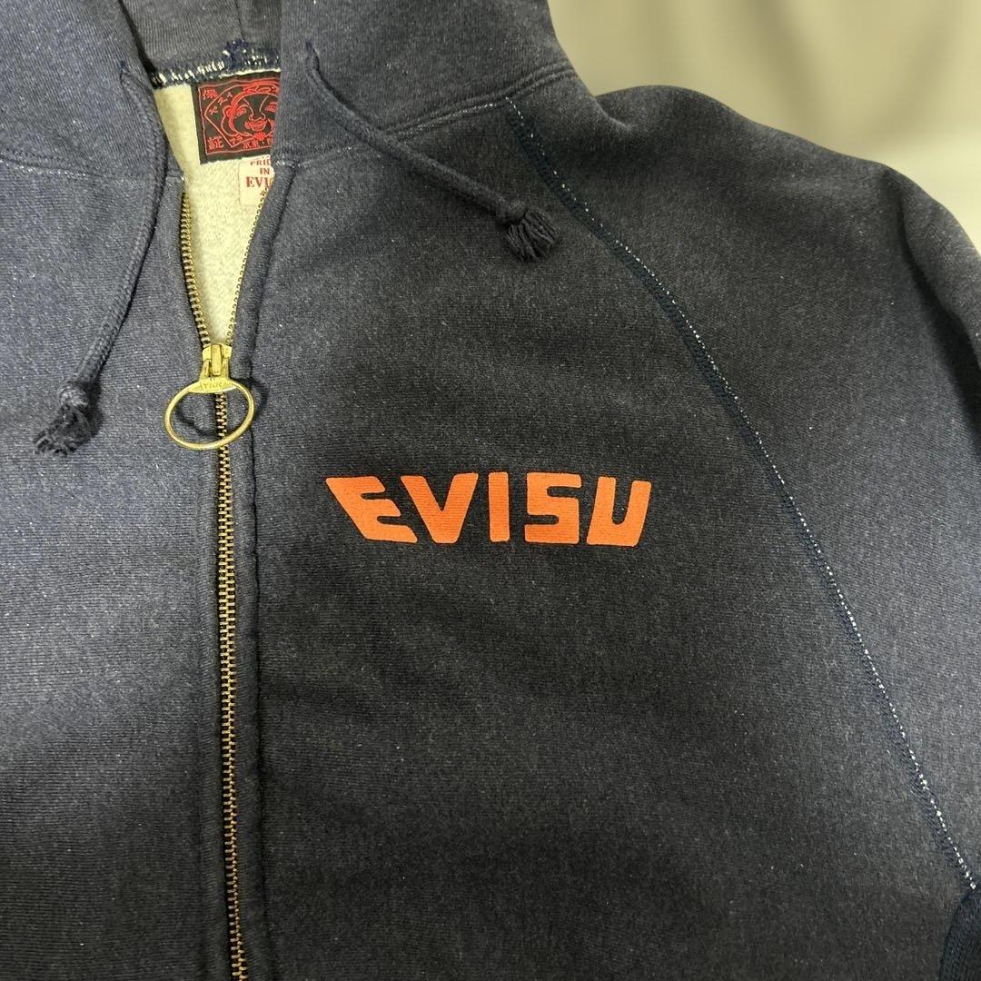 EVISU ジップパーカー ネイビー×オレンジ サイズ44