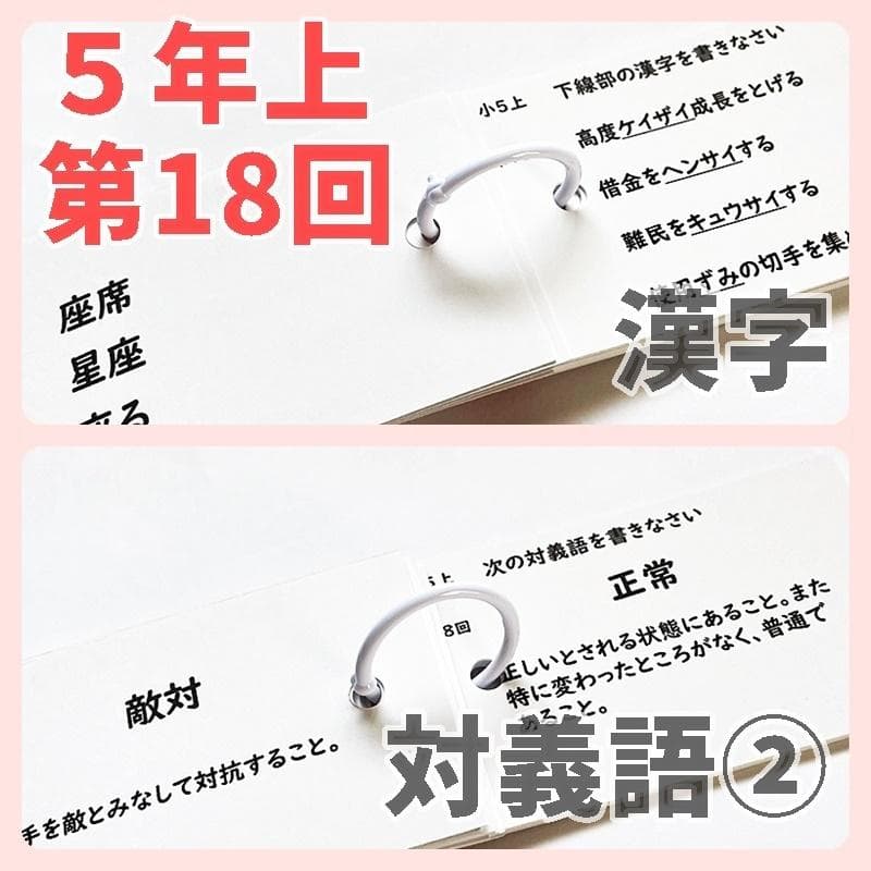 予習シリーズ5年上　漢字とことば　第1～19回　暗記カード　中学受験【5K3】