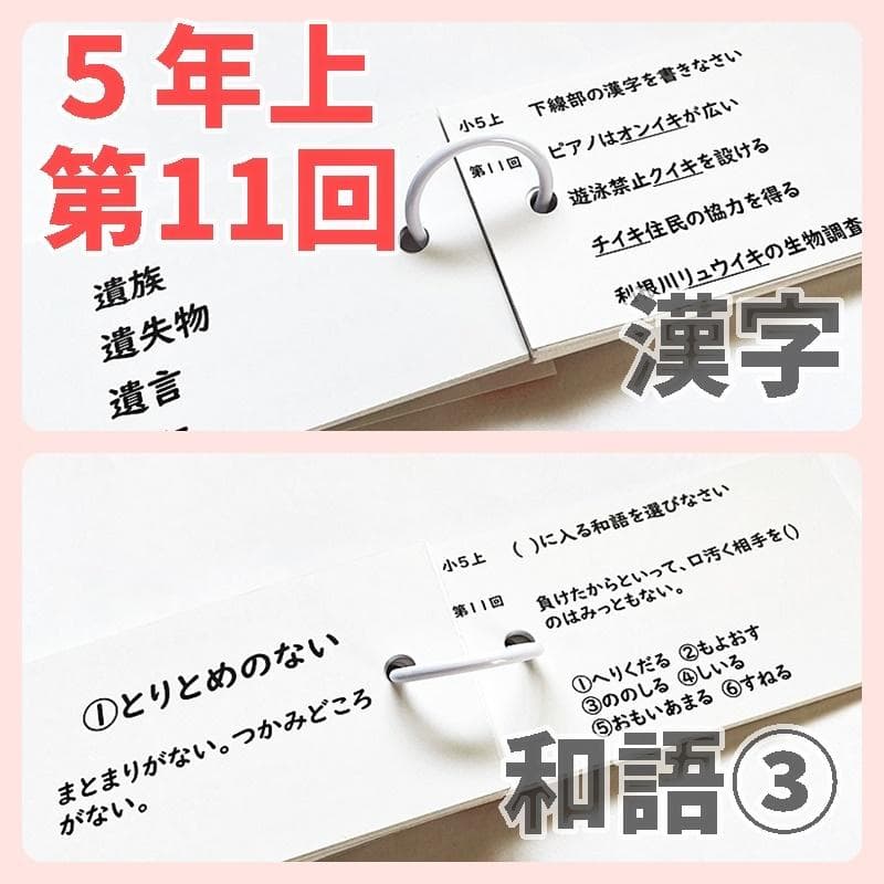 予習シリーズ5年上　漢字とことば　第1～19回　暗記カード　中学受験【5K3】
