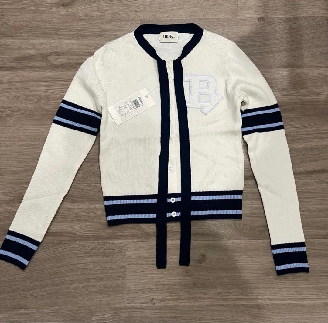 Bibiy. B.CLUB TIE CARDIGAN WHITE 即日発送