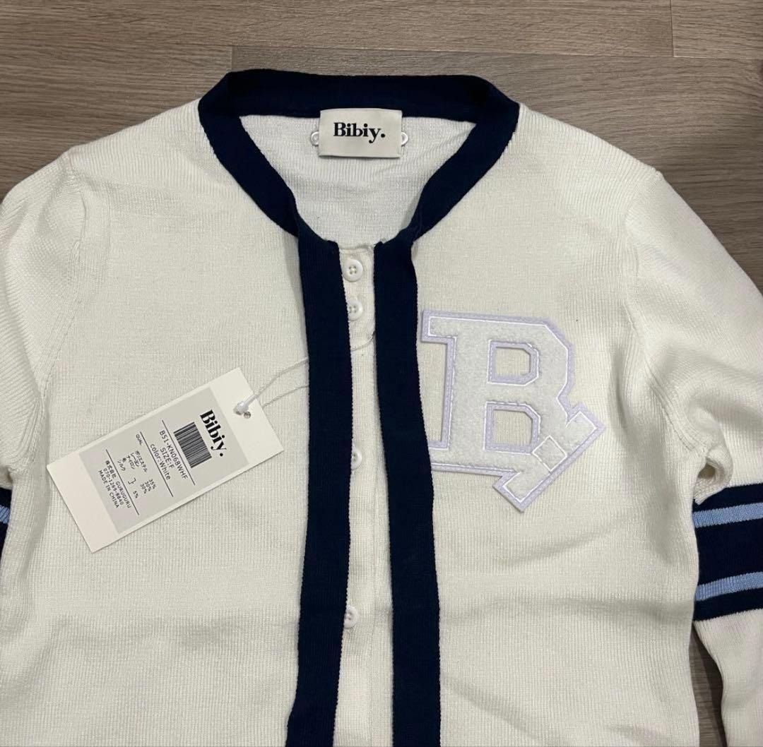Bibiy. B.CLUB TIE CARDIGAN WHITE 即日発送