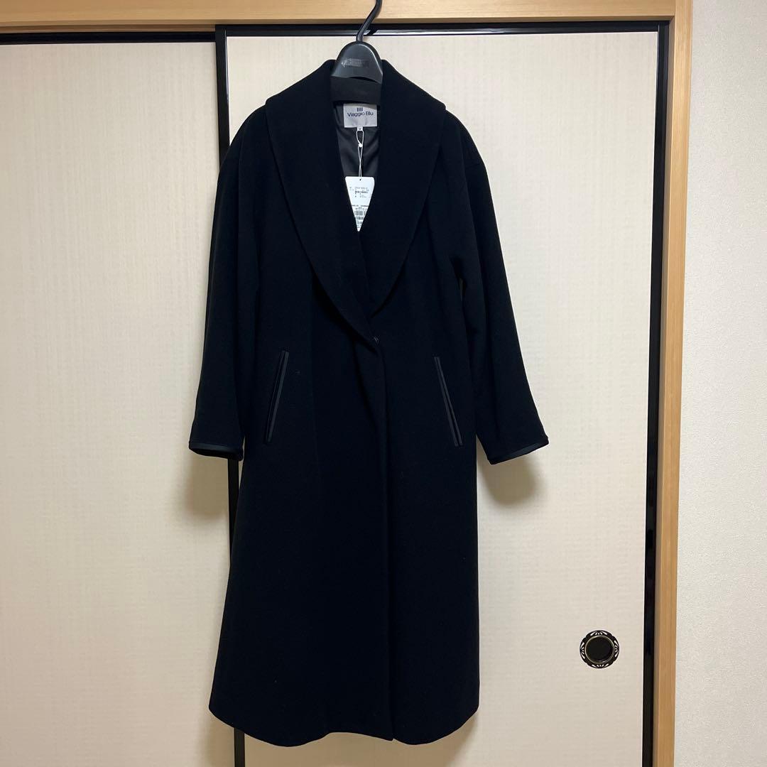 値下 Viaggio Blu 黒 ビアッジョブルー　ウールロングコートサイズ2