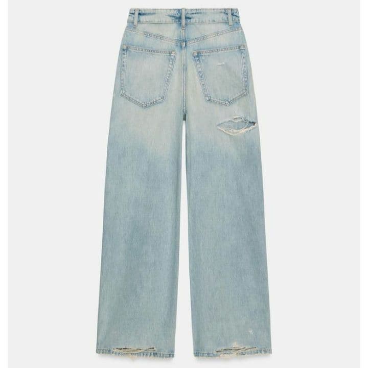 完売品 ZARA TRF ミッドライズ折り返しウエストデニムパンツ 32 希少