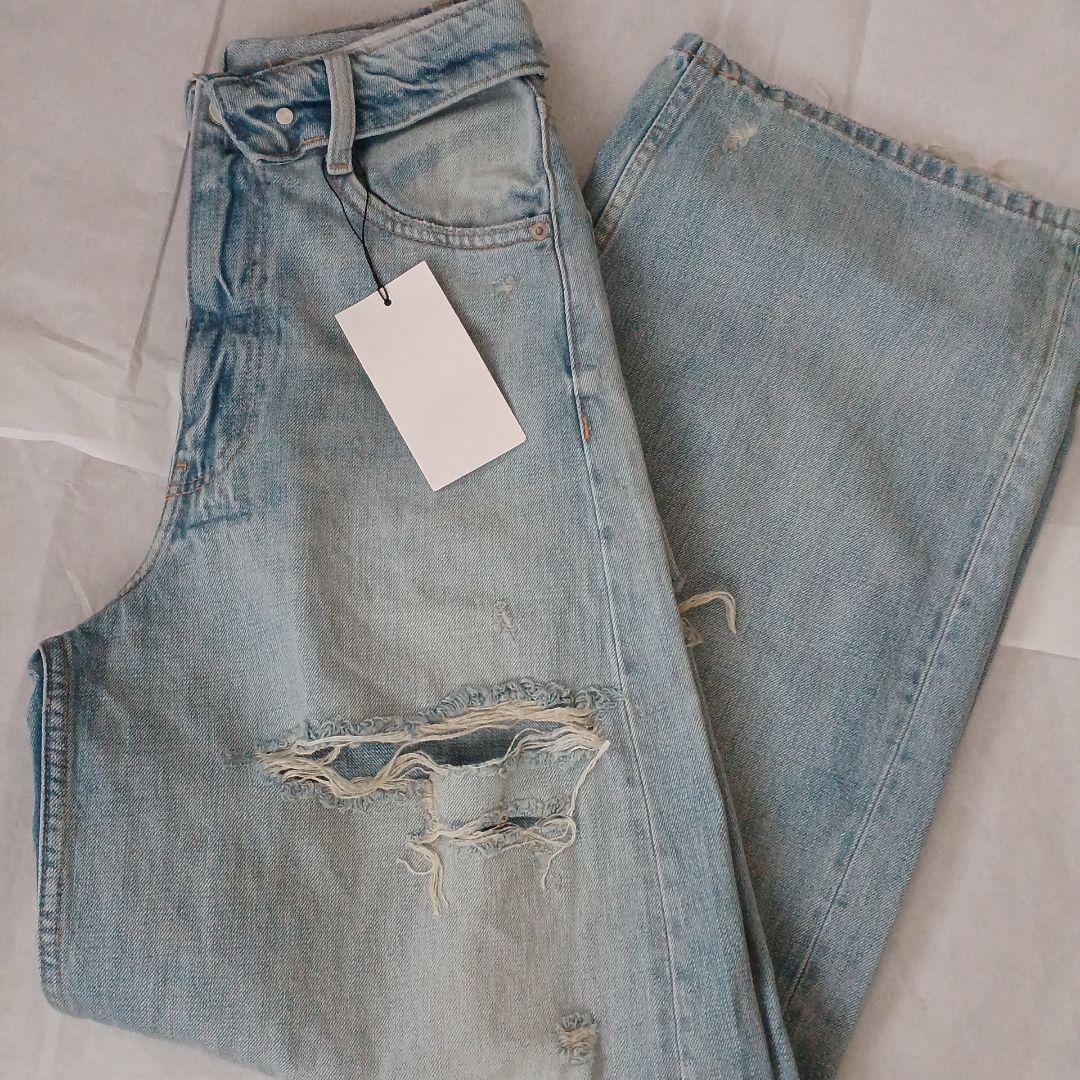 完売品 ZARA TRF ミッドライズ折り返しウエストデニムパンツ 32 希少