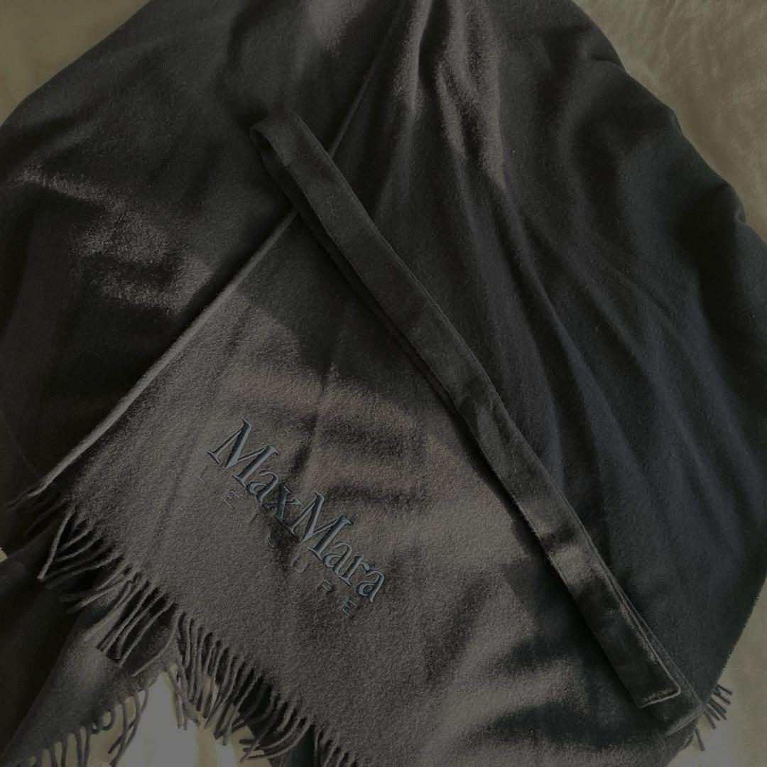 MaxMara LEISURE ネイビー色ロゴ ストール （付属品ベルト）