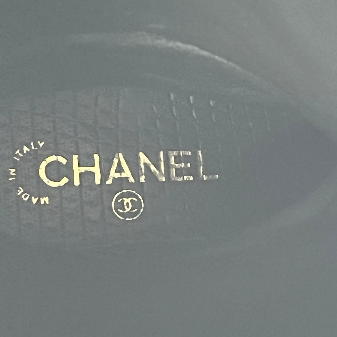 美品　CHANEL ロングブーツ　スエード　黒　23.5 ココマーク　チェーン