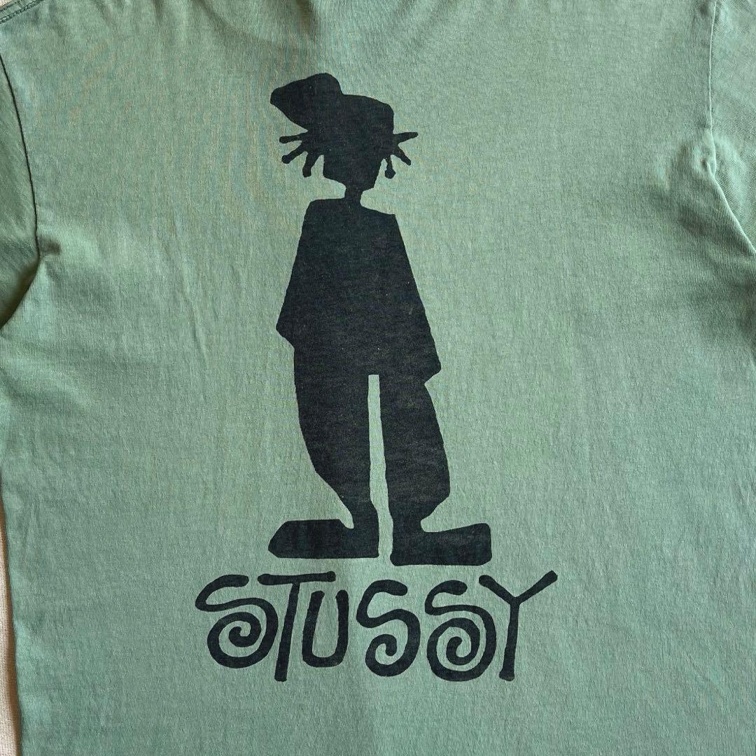 80s USA製 old stussy シャドーマン 両面プリントTシャツ 緑L