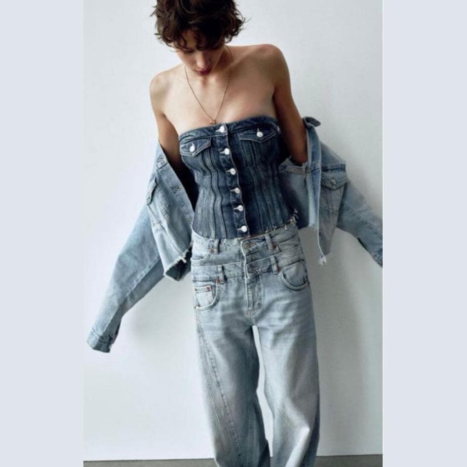ZARA ギミック ワイドデニム バギー 立体裁断 デザインパンツ グランジ