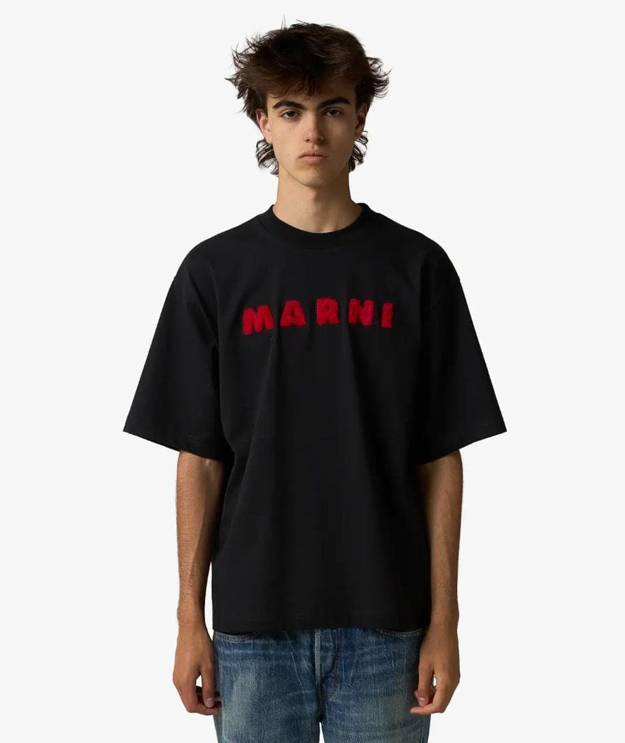 新品 MARNI マルニ モヘアパッチ ロゴTシャツ
