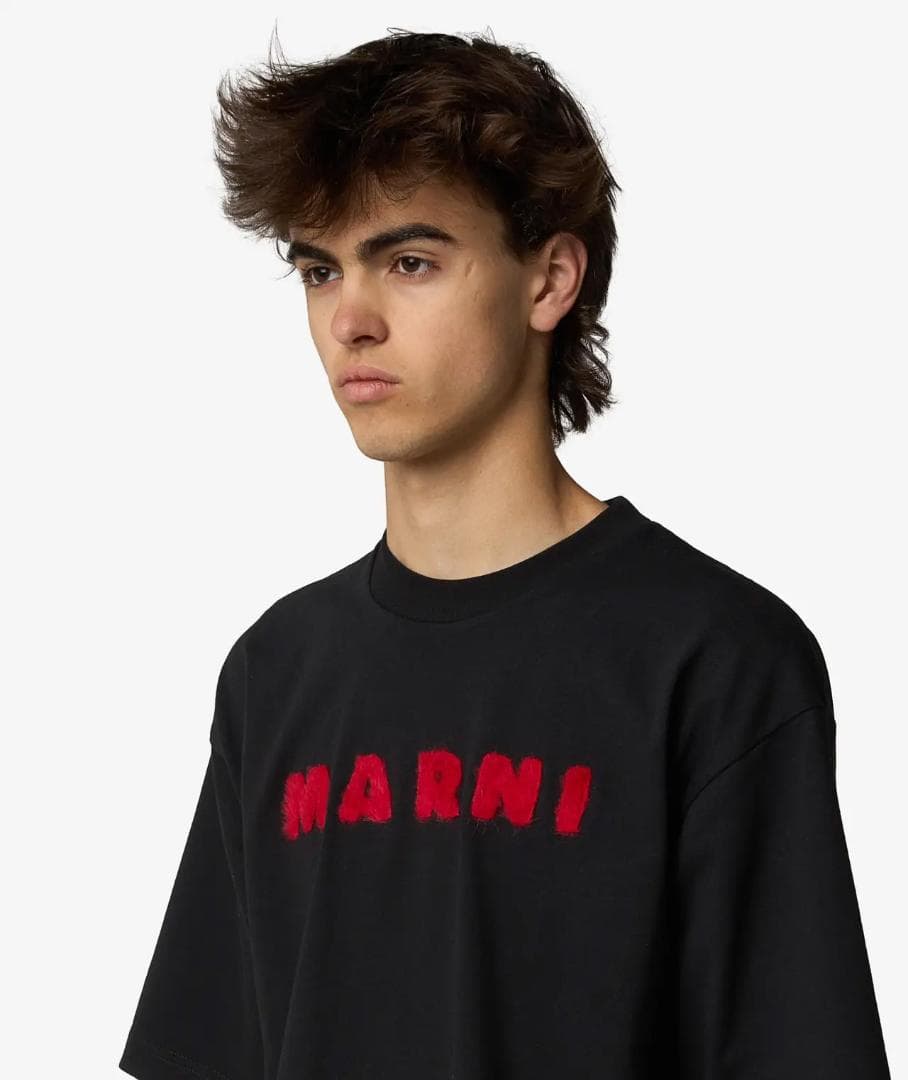新品 MARNI マルニ モヘアパッチ ロゴTシャツ