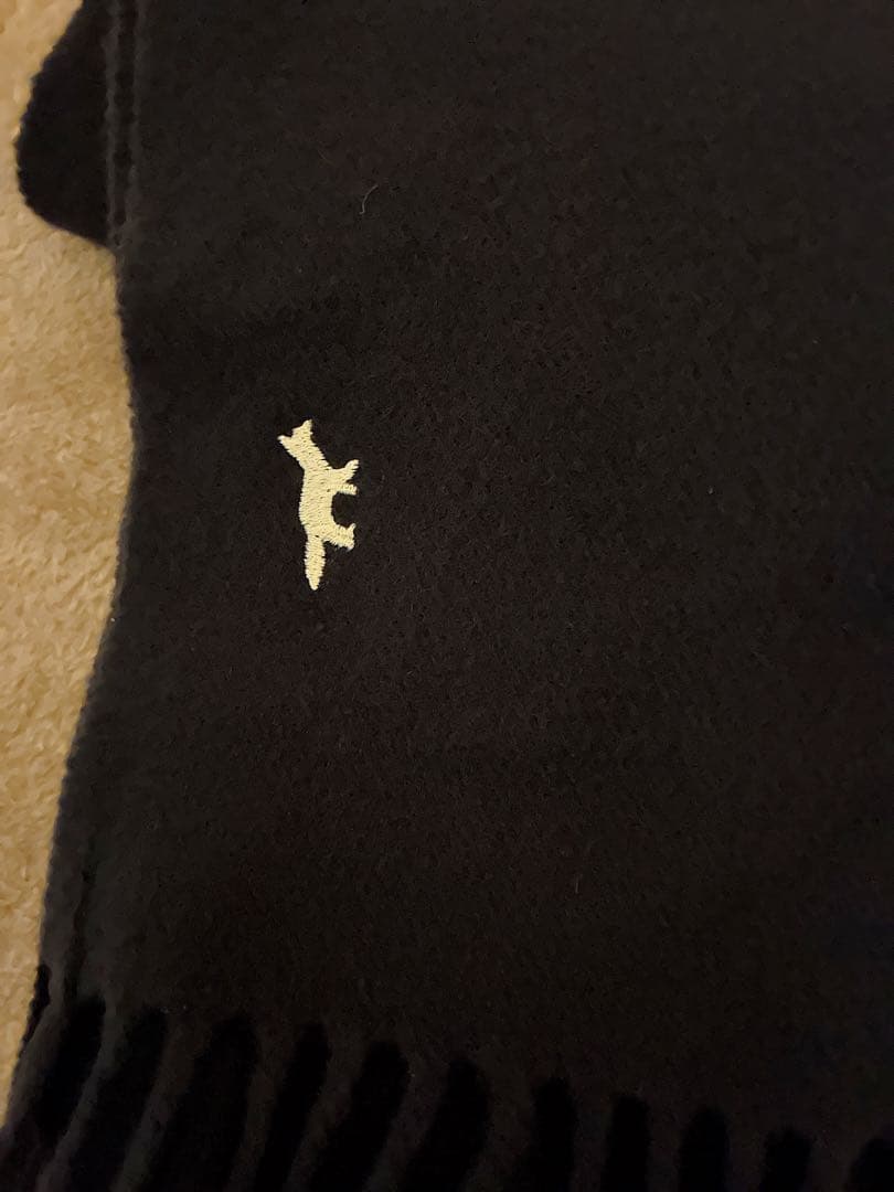 【SALE】MAISON KITSUNE 100%ウールネイビー 大判ストール