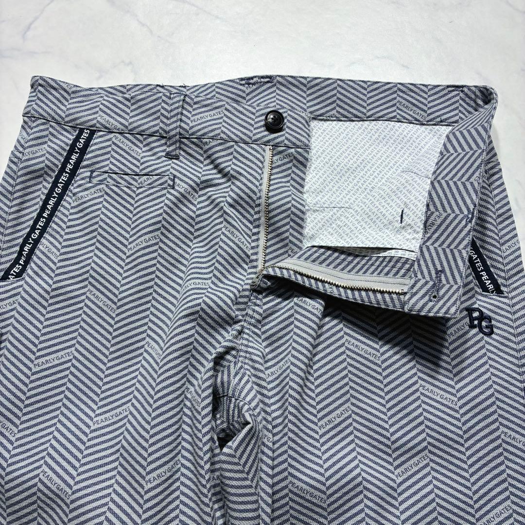 パーリーゲイツ ゴルフパンツ ヘリンボーン柄 ロゴ 総柄 グレー系 (5) L