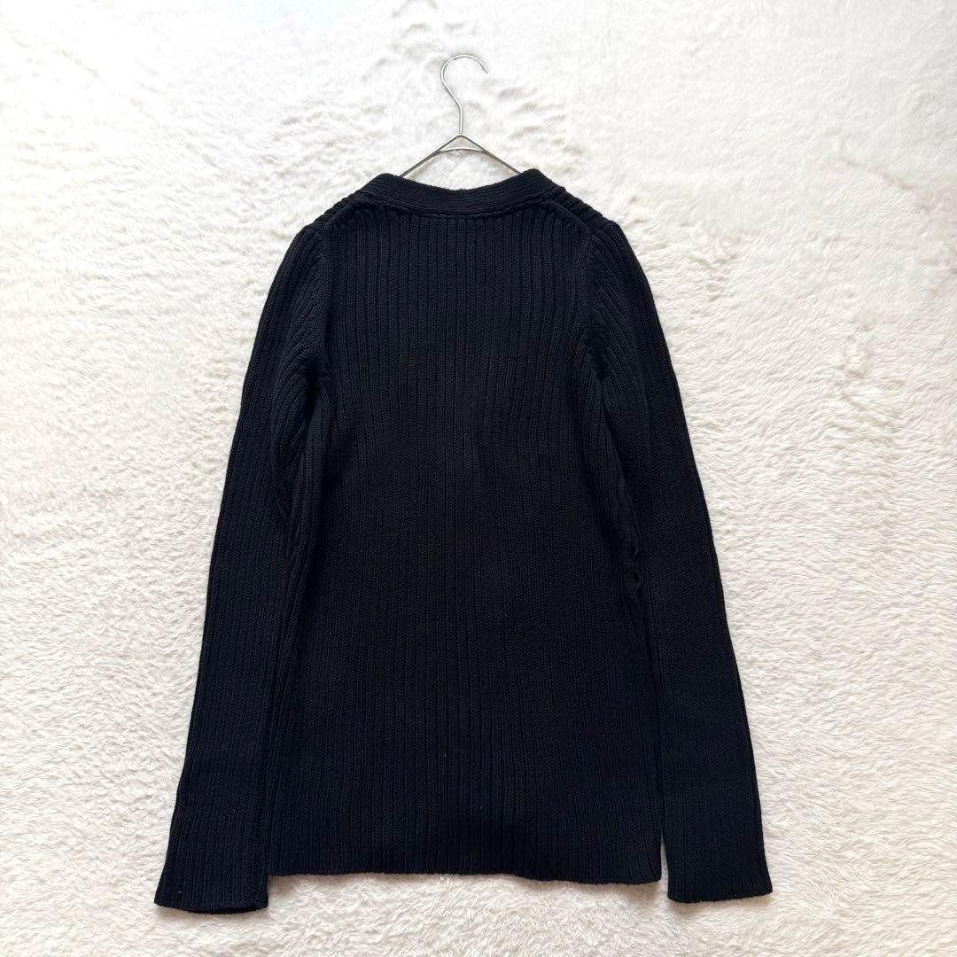 【美品】Drawer コットンリネンリブニットカーディガン　リボンベルト　黒