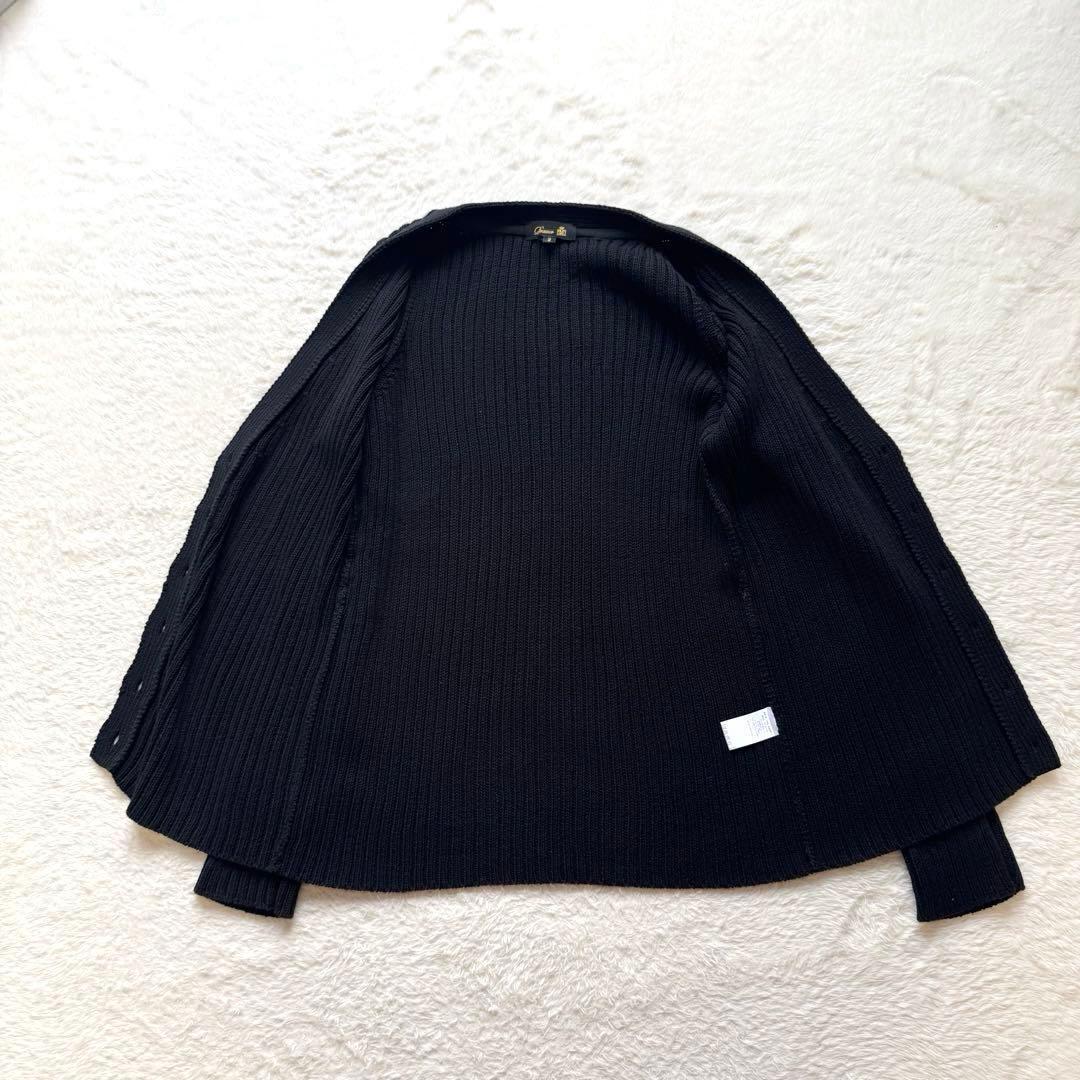 【美品】Drawer コットンリネンリブニットカーディガン　リボンベルト　黒