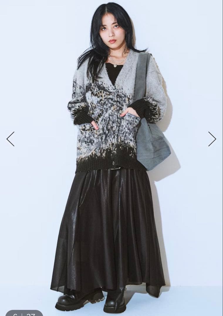 JEANASIS グリッターイレヘムスカート　ブラック