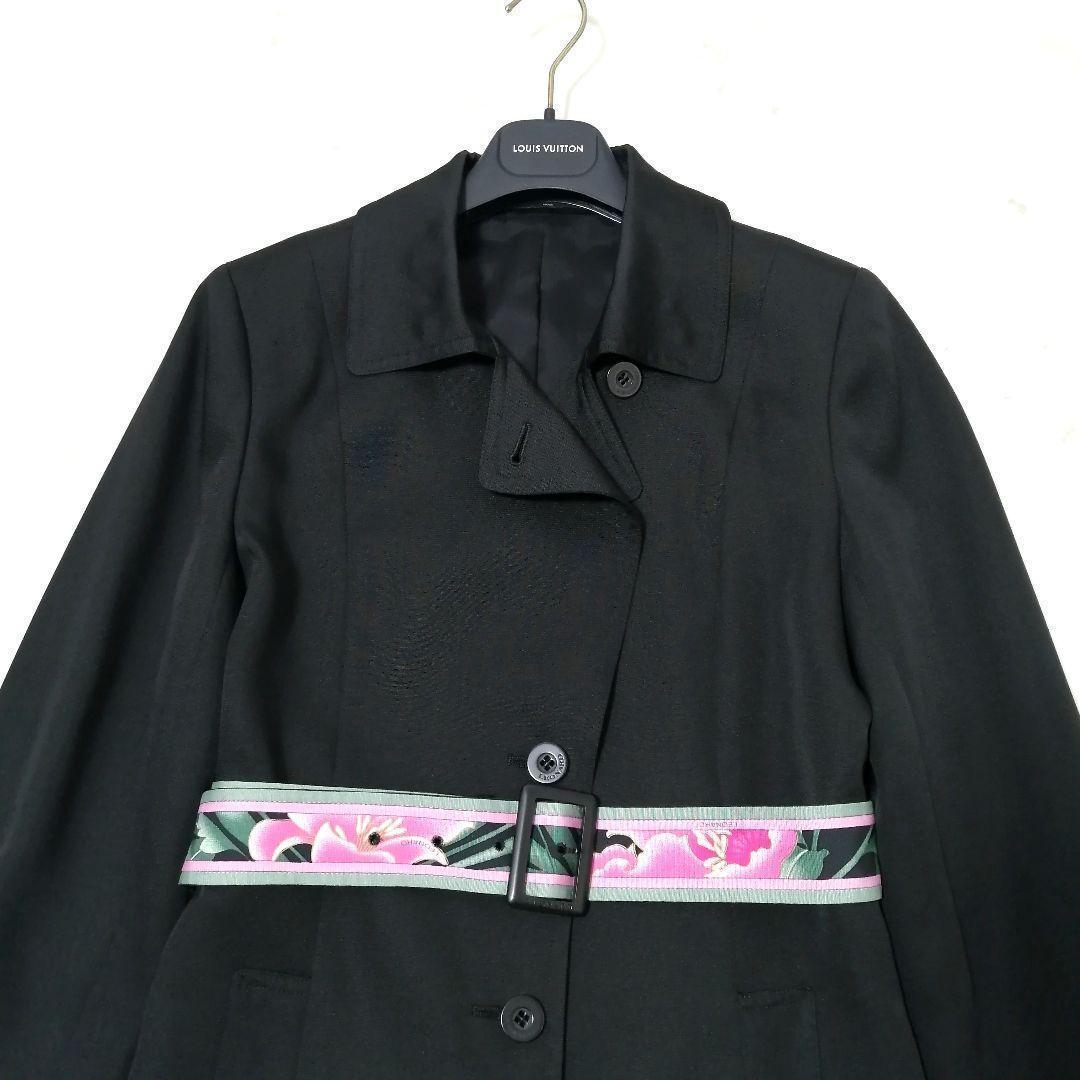 極美品✨レオナール　シルク ジャケット　ベルト　花柄　トリム　13　大きいサイズ