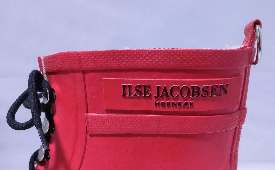 ILSE JACOBSEN レインブーツ レースアップ レッド 23.0cm
