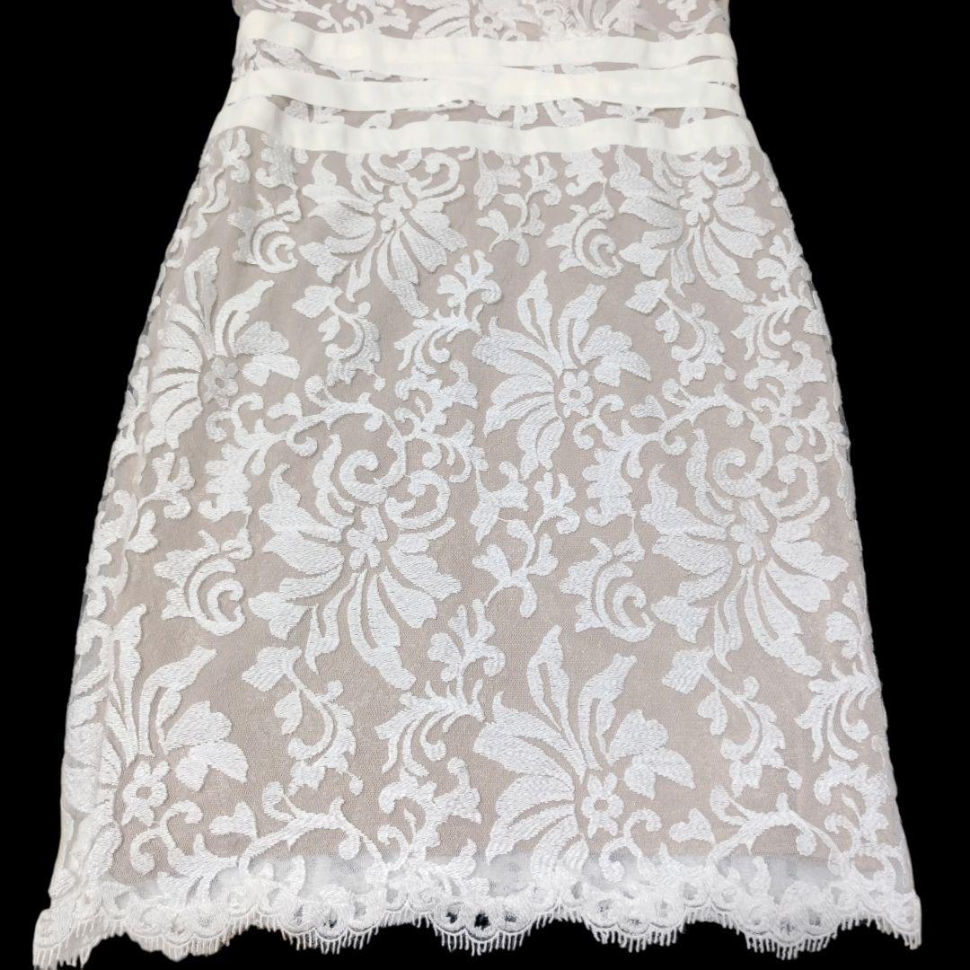 ✨TADASHI SHOJI 花柄 総レース リボン付 ノースリーブ ワンピース