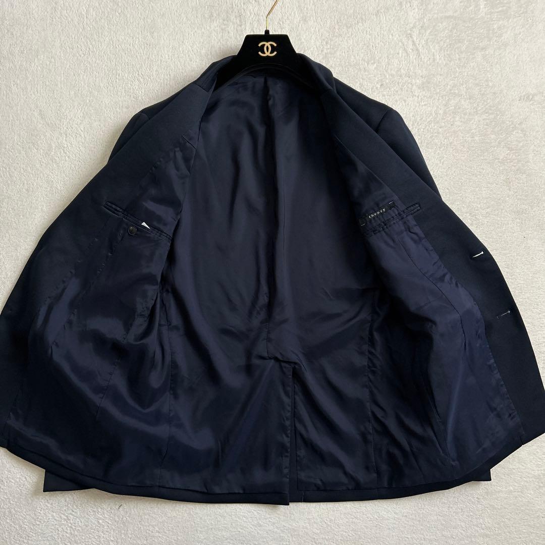 美品✨theory ジャケット ネイビー 38 2ボタン 無地 軽量 ストレッチ