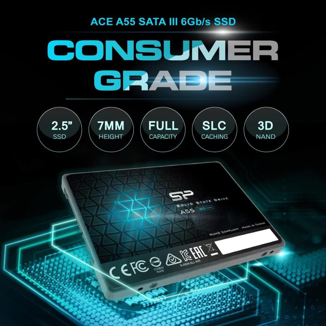 シリコンパワー SSD 1TB 3D NAND採用 A55シリーズ 使用少①