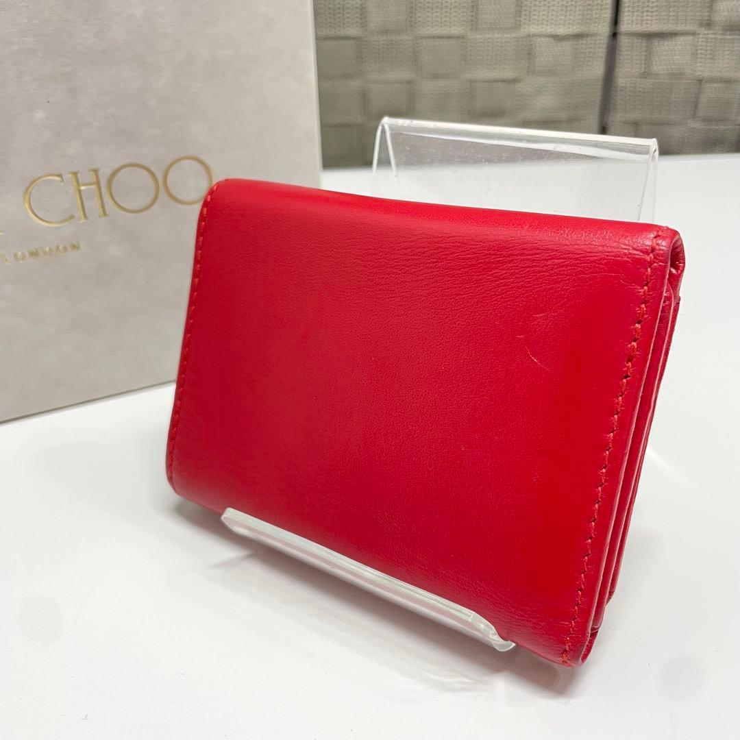 ゆ*ん様 JIMMY CHOO レッド スタースタッズ 三つ折り財布