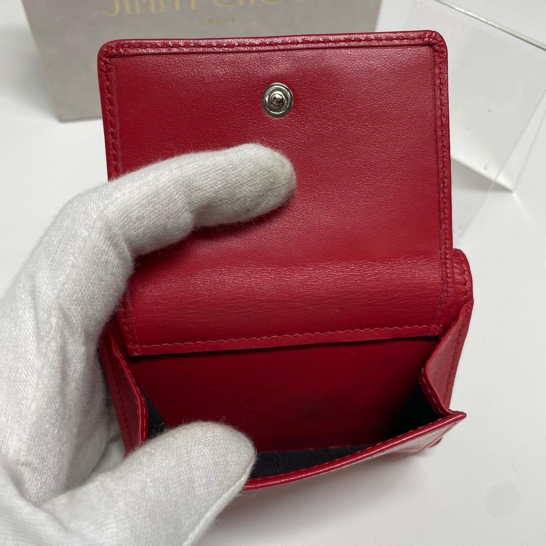 ゆ*ん様 JIMMY CHOO レッド スタースタッズ 三つ折り財布