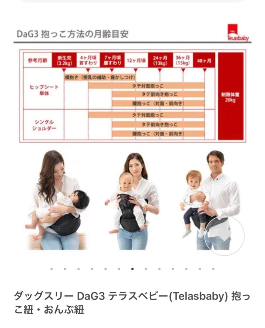 TeLasbaby DaG3 テラスベビー　ダッグスリー　抱っこ紐 ヒップシート